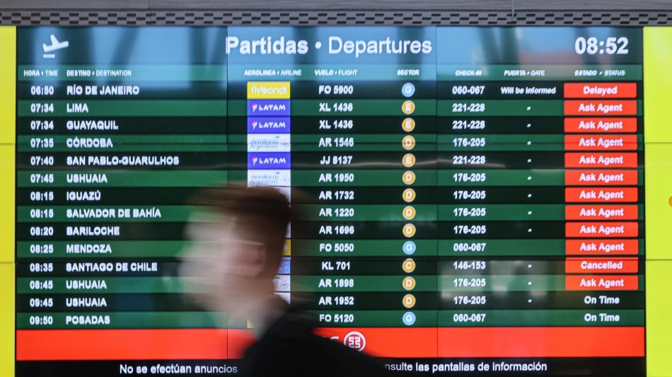 Argentina, voli cancellati, ritardi e 1.300 passeggeri bloccati